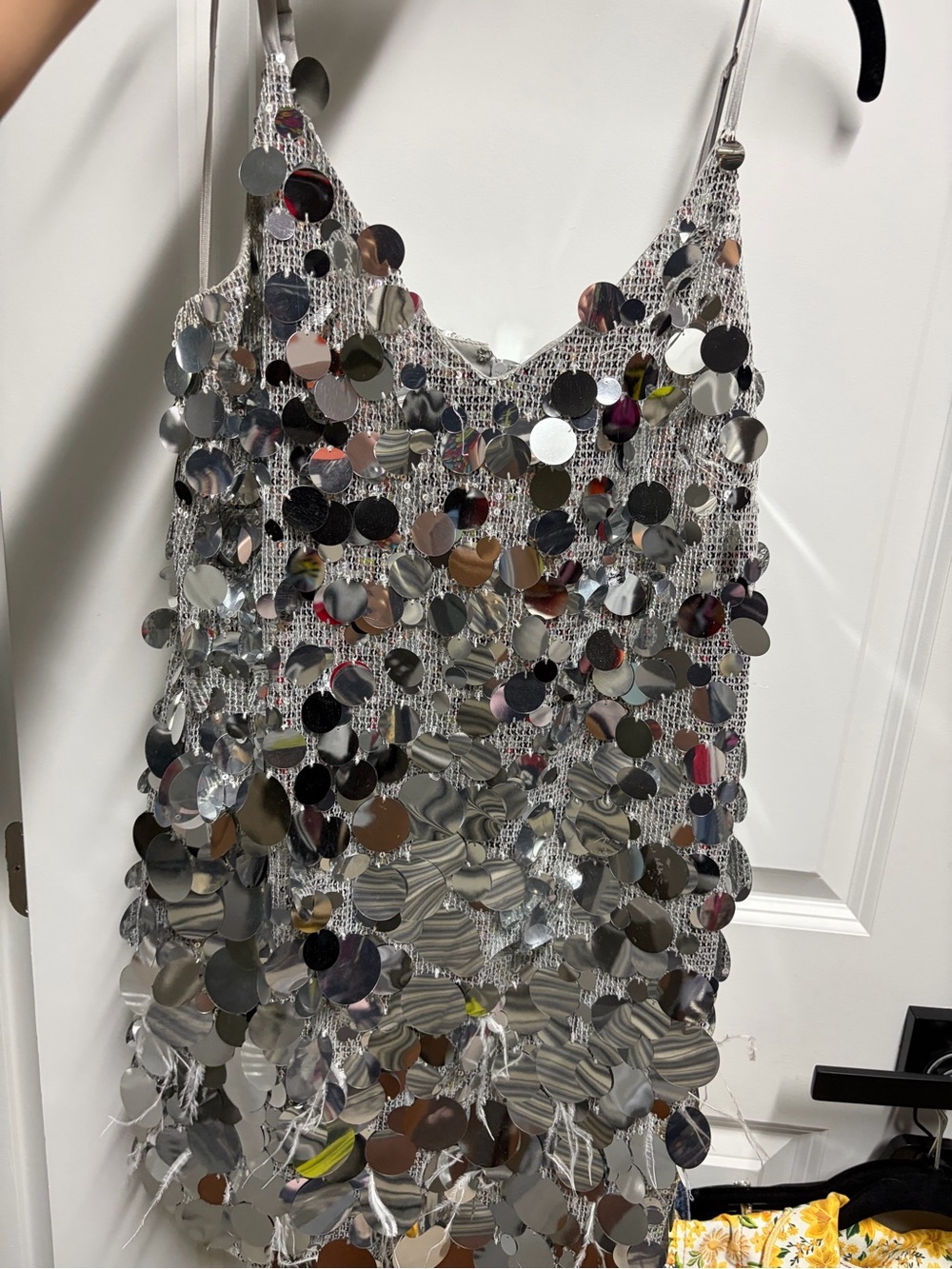 Walter Baker Silver Sequin Slip Dress